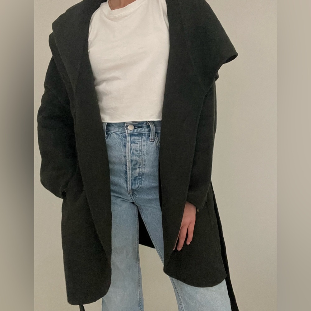 Tahari Dark Green Wool Trench Coat